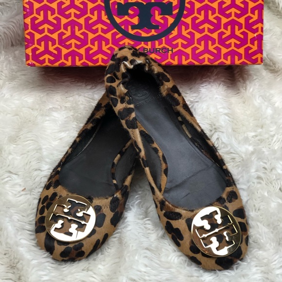 Tory Burch Shoes - Tory Burch Leopard and Gold Reva Flats